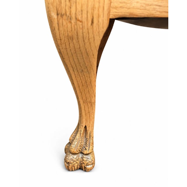 Vintage Queen Anne Solid Oak Occasional Chair With Intricately Carved Ball and Claw Feet For Sale - Image 9 of 12