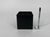 Ashtray/pen holder * Made of metal * Color: black * with a chrome-plated cigarette extinguisher * Constructed from a cube-...