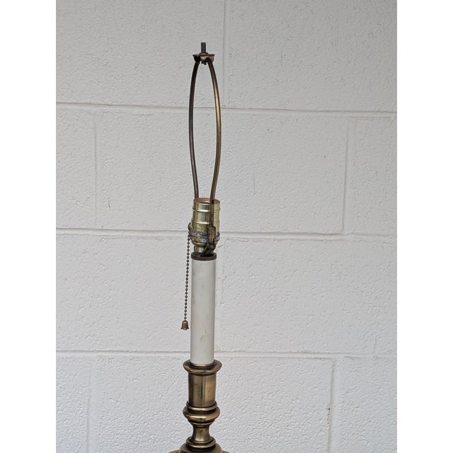 Hollywood Regency Vintage Hollywood Regency Solid Brass Candlestick Table Lamp For Sale - Image 3 of 5