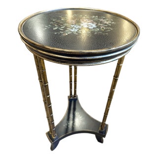 Vintage Chelsea House Chinoiserie End Table (Black & Gold) For Sale