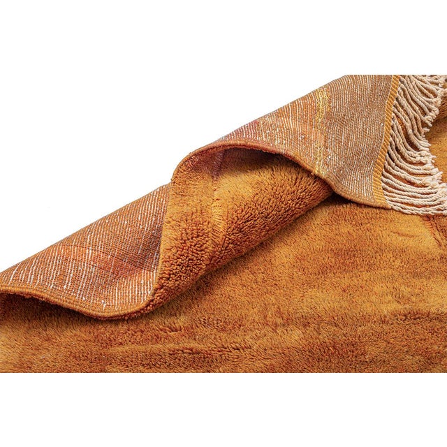 Brown Hand-Knotted Burnt Orange Wool Rug by Azele Studio For Sale - Image 8 of 9