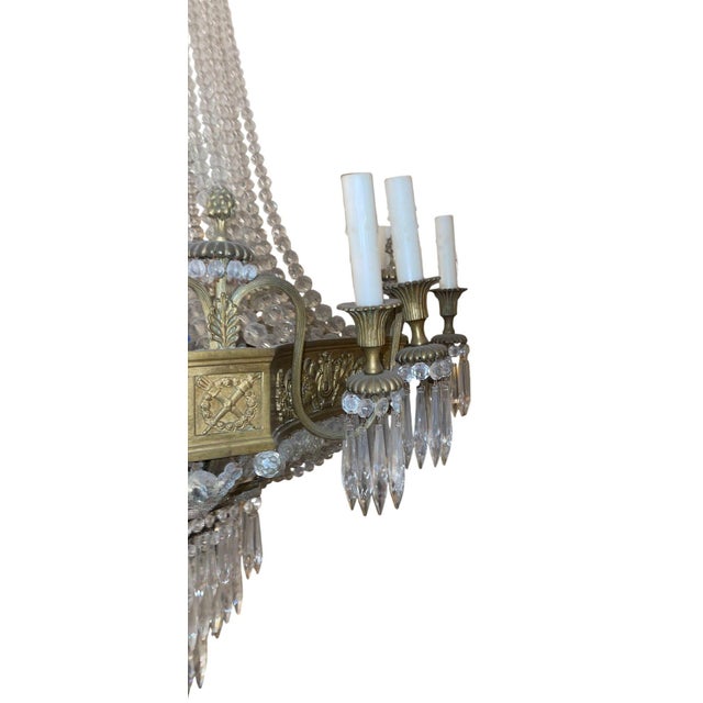 19th Century French Empire Beaded Crystal Chandelier For Sale - Image 10 of 10