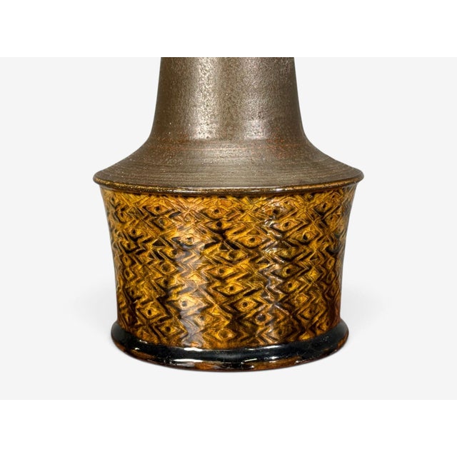1960s Nils Kähler, Large Table Lamp, Brown Glazed Stoneware For Sale - Image 9 of 12