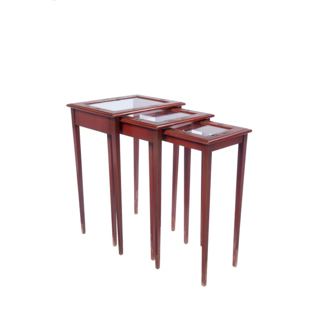 Vintage Asian Style Painted Nesting Tables - Set of 3 For Sale - Image 4 of 4