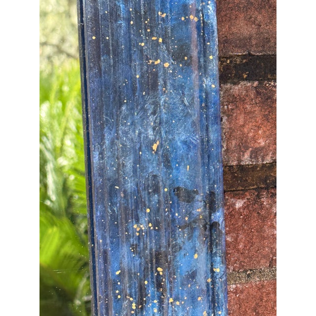 Dorothy Draper Vintage Faux Lapis Lazuli and Parcel Hand Gilt Newly Painted Mirror by Turtle and Crane - Tony Duquette Style Palm Beach Regency For Sale - Image 4 of 11