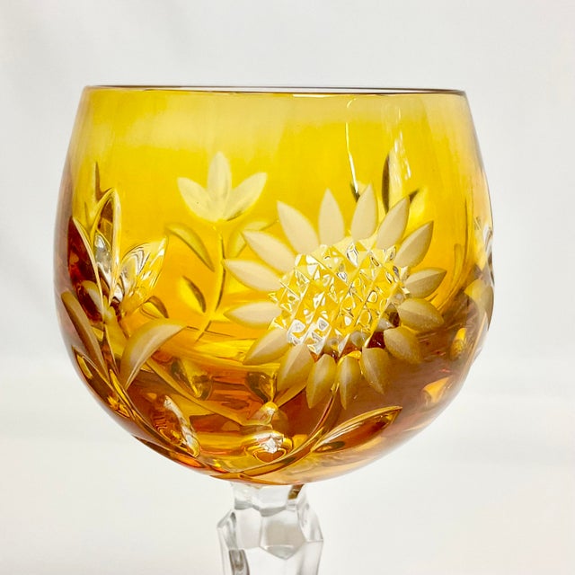 Mid-Century Hollywood Regency German Natchtmann Traube Cut Crystal Wine Glasses - Set of 8 For Sale - Image 12 of 13