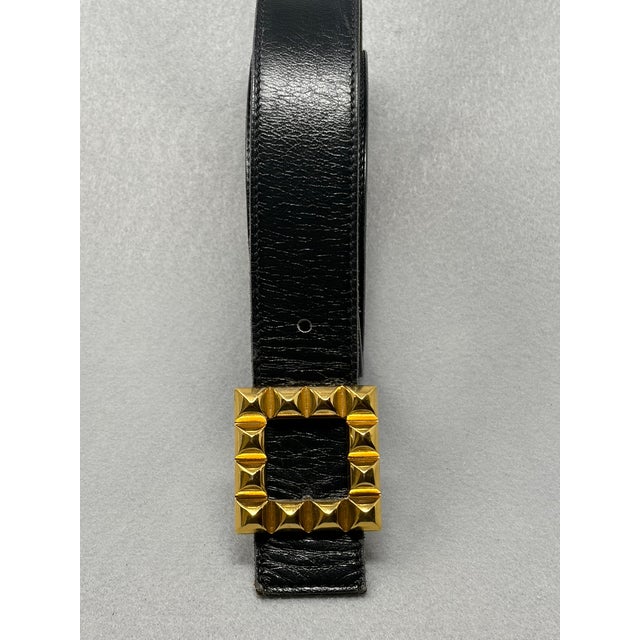 Hermes Medor Leather Belt W Gold Tone Buckle For Sale - Image 9 of 9