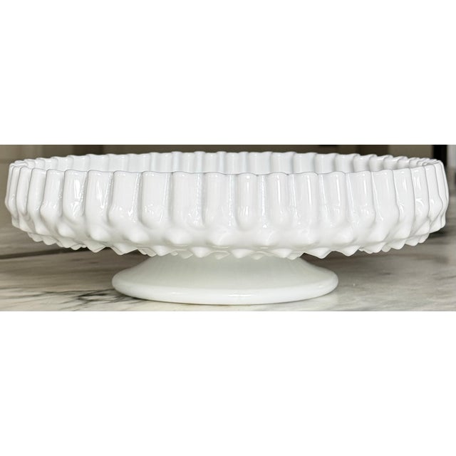Mid-Century Fenton Glass Hobnail Ruffled Edge Low Compote Cache Pot For Sale - Image 11 of 11