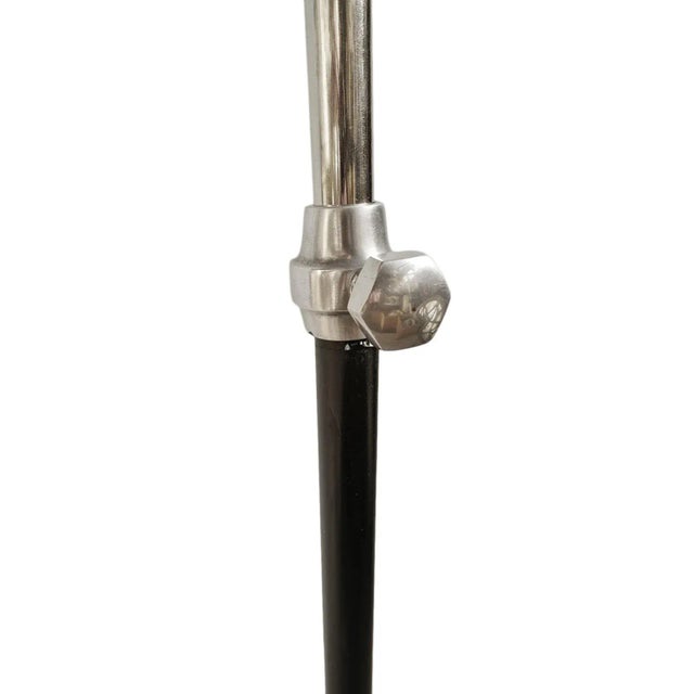 Vintage Mid 20th Century Chrome Industrial Floor Lamp on Wheels For Sale - Image 10 of 13