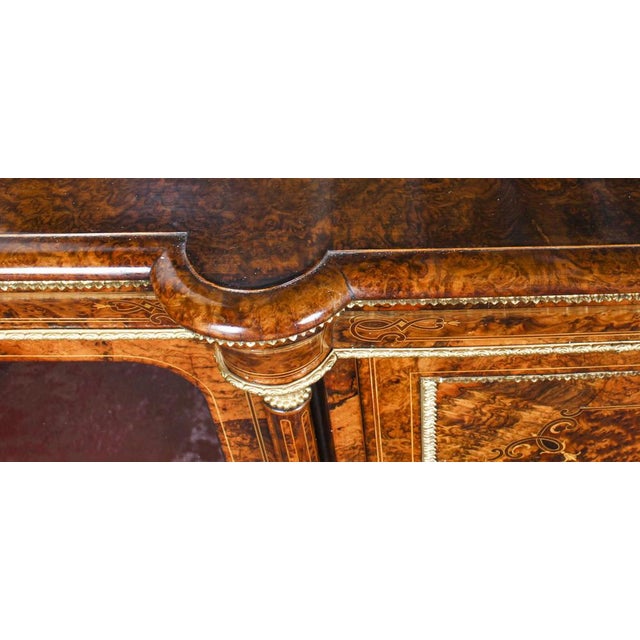 Victorian Burr Walnut Sevres Plaque Credenza with Mirror Back, 19th Century For Sale - Image 15 of 18