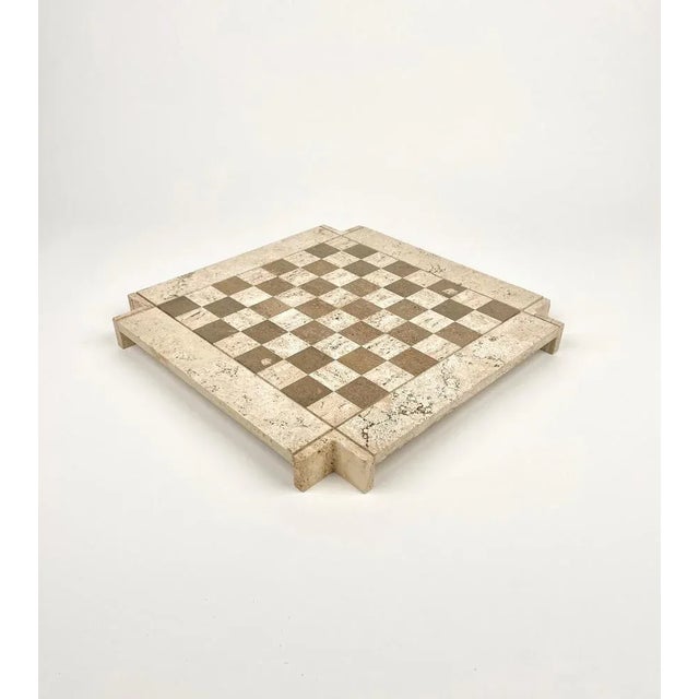 1970s Bicolor Travertine Chess Game in the style of Angelo Mangiarotti, Italy, 1970s For Sale - Image 5 of 9