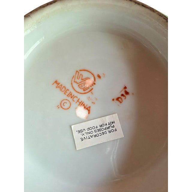 Vintage Chinese Porcelain Fruit & Floral Bowl | Hand-Painted Famille Rose Style Centerpiece Bowl For Sale In Miami - Image 6 of 10