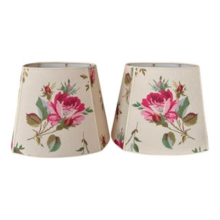 Floral Brand New Lampshades With Gucci Textured Wallpaper - a Pair For Sale