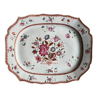 Antique 18th Century Chinese Export Porcelain Platter in Famille Rose Palette For Sale