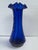 Vintage Mary Gregory Style Cobalt Blue Glass Vase With Ruffled Rim For Sale In Orlando - Image 6 of 12