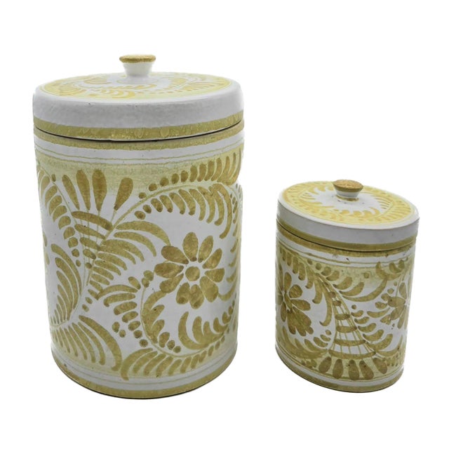 Traditional 1970s Italian Majolica Canisters, Set of 2 For Sale - Image 3 of 13