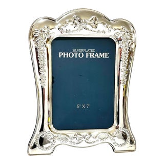 Vintage Silver Repoussé Frame With Bows & Swags – Hollywood Regency Style For Sale