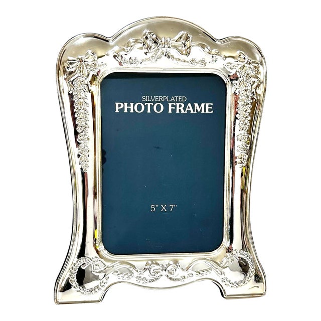Vintage Silverplate Repoussé Picture Frame With Bows & Swags – Hollywood Regency Style For Sale