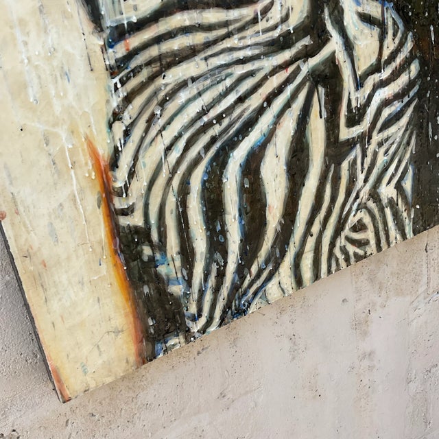 Black Vintage Sylvan Roberge Encaustic Portrait of a Woman For Sale - Image 8 of 12