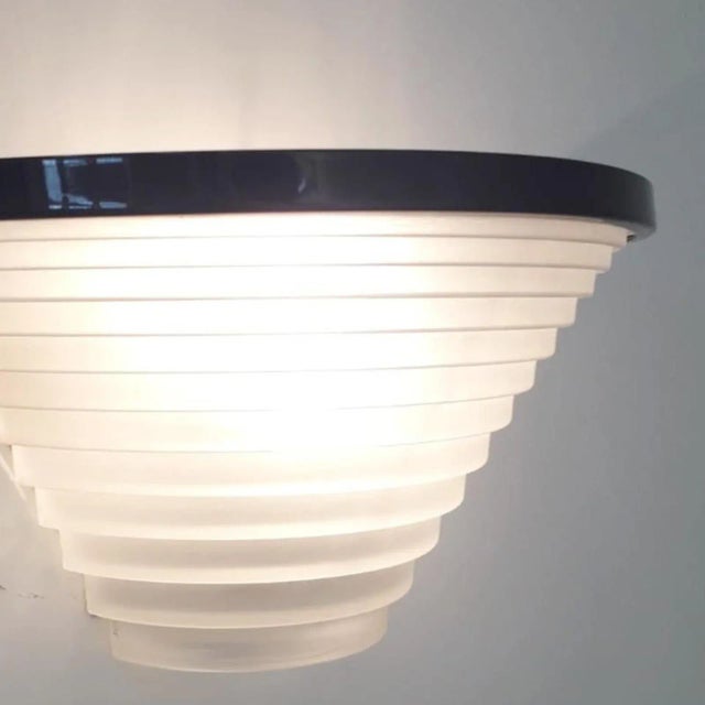 Pair of Vintage Italian Sconces W / White Sanded Glass Shade on Painted Metal Frame / Designed by Angelo Mangiarotti for Artemide Circa 1979s For Sale In Los Angeles - Image 6 of 9