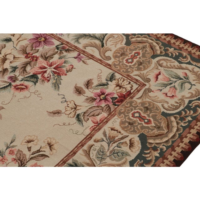 Rug & Kilim’s European Style Needlepoint Rug in Beige With Floral Patterns For Sale In New York - Image 6 of 7
