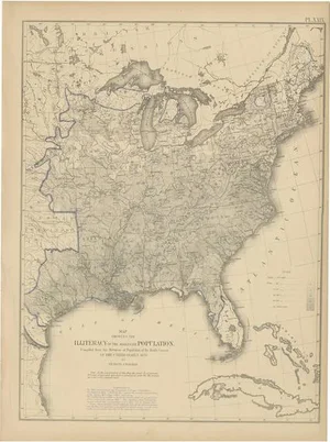 Antique Chart of the US Illiteracy, 1874