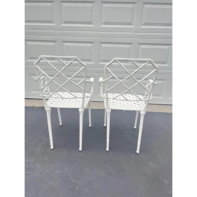 Pair of White Faux Bamboo “Calcutta” Chairs by Brown Jordan For Sale - Image 9 of 18