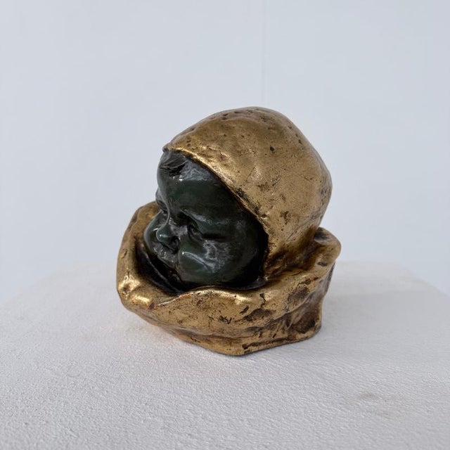 Art Deco Baby Head Sculpture by C Van Wijk, 1930s For Sale - Image 6 of 9