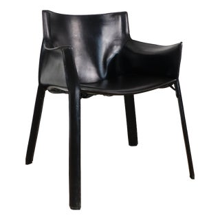 Vintage Black Leather Armchair, 1980s For Sale