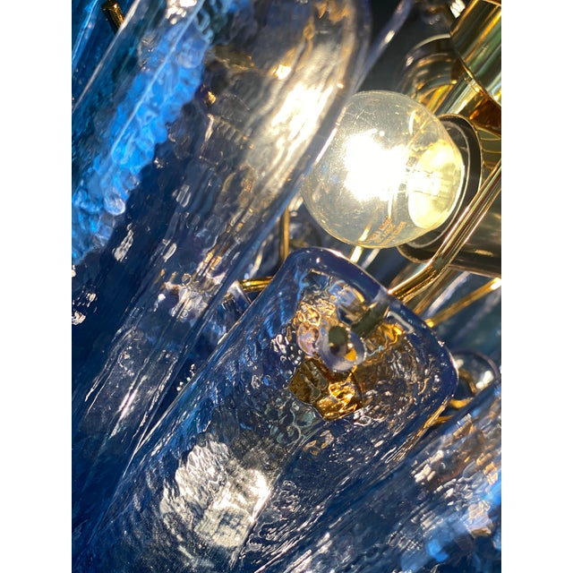 Metal Contemporary Blue “Selle” Murano Glass Chandelier For Sale - Image 7 of 13