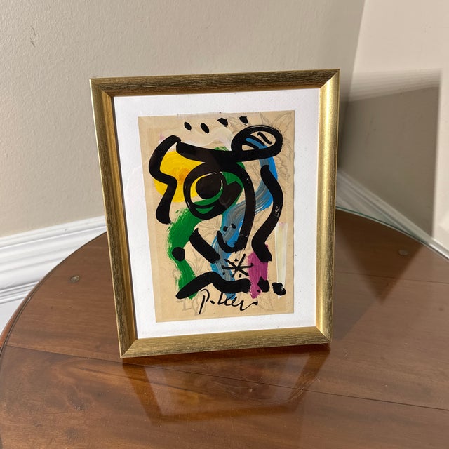 1970s 1970s Peter Robert Keil Original Painting Abstract Miro Style Modern Art Signed Framed For Sale - Image 5 of 9