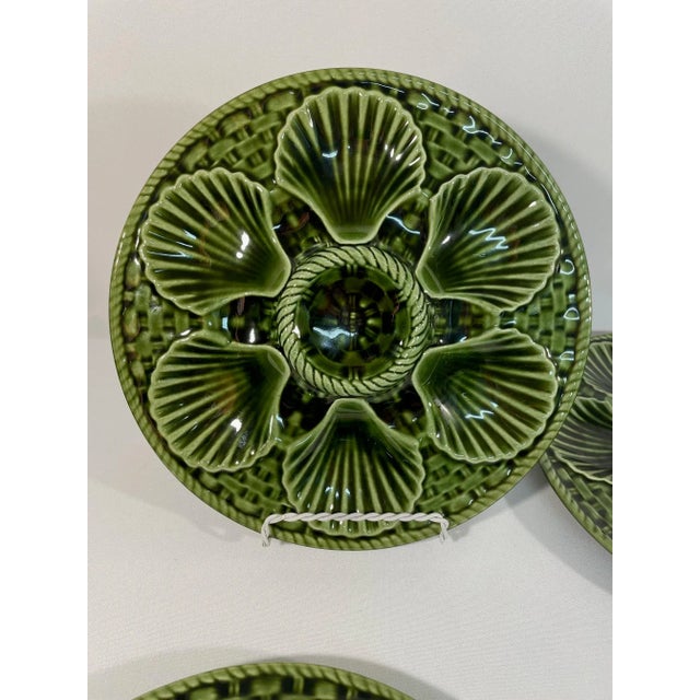 French 1920s French Longchamp Majolica Oyster Plate For Sale - Image 3 of 12