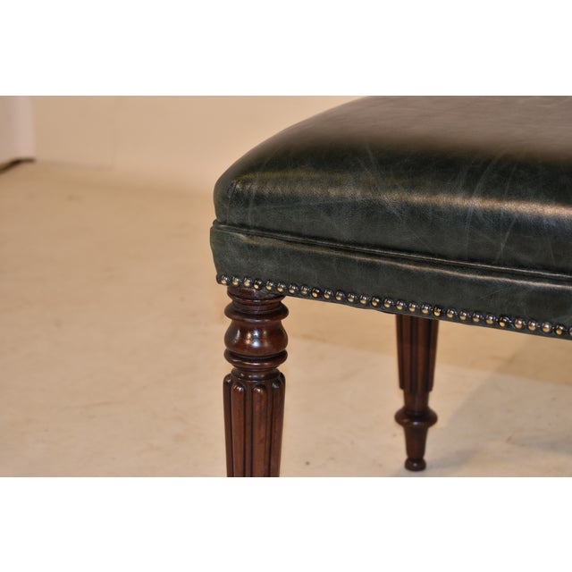 Brown 19th Century English Mahogany Leather Bench For Sale - Image 8 of 8