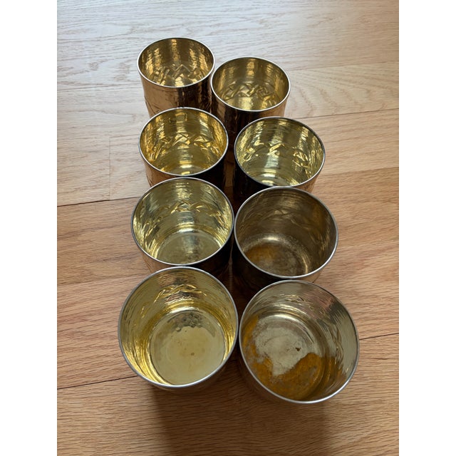 Hollywood Regency Mid 20th Century Italian Hand-Finished Hammered Silver-Plated Cups by Calegaro - Set of 8 For Sale - Image 3 of 9