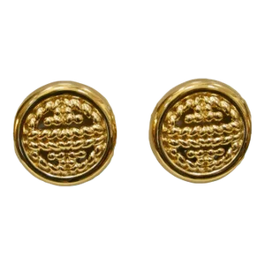 1970s Givenchy Vintage Polished Gold Signature Textured Earrings, 2 Pieces