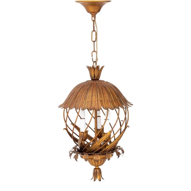 Italian Patinated Metal Rustic Lantern, 1970s For Sale