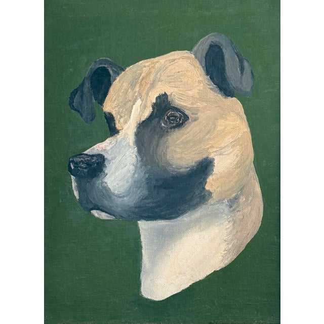 Figurative Mid 20th Century Folk Art Dog Portrait Oil Painting, Framed For Sale - Image 3 of 5