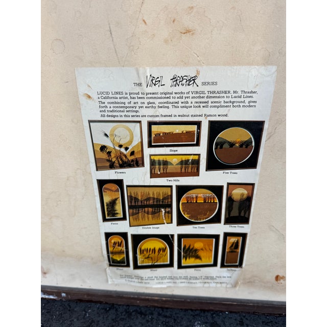 Brown 1960s Virgil Thrasher Lucid Lines “Wheat” “Ten Trees” Wall Art - Set of 2 For Sale - Image 8 of 8