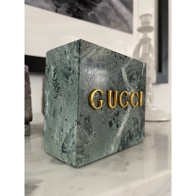 Verdi Green Marble 1970s Gucci Bookend, Minimalist Design, Circa 1970s For Sale - Image 10 of 16