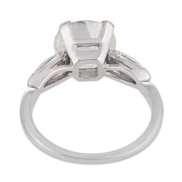1930s Gia 3.11 Carat Old Mine Cut Diamond Platinum Engagement Ring, Size 4.75 For Sale In Los Angeles - Image 6 of 6