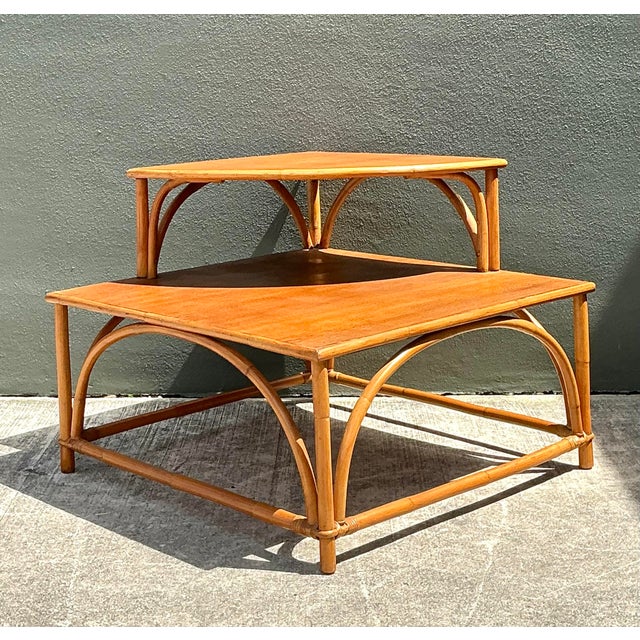 Vintage MCM Stacked Corner Table For Sale In West Palm - Image 6 of 12