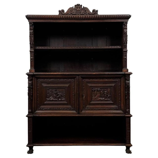 19th Century Antique Victorian Carved Oak Cupboard For Sale - Image 11 of 11