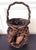 Large Antique Japanese Smoked Bamboo Basket Ikebana Mingei For Sale - Image 12 of 18