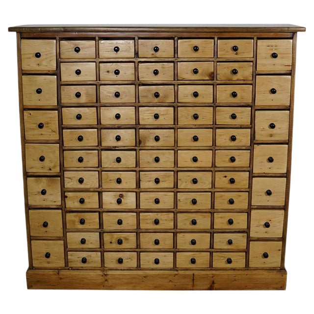 Vintage Dutch Pine Apothecary Cabinet, 1950s For Sale