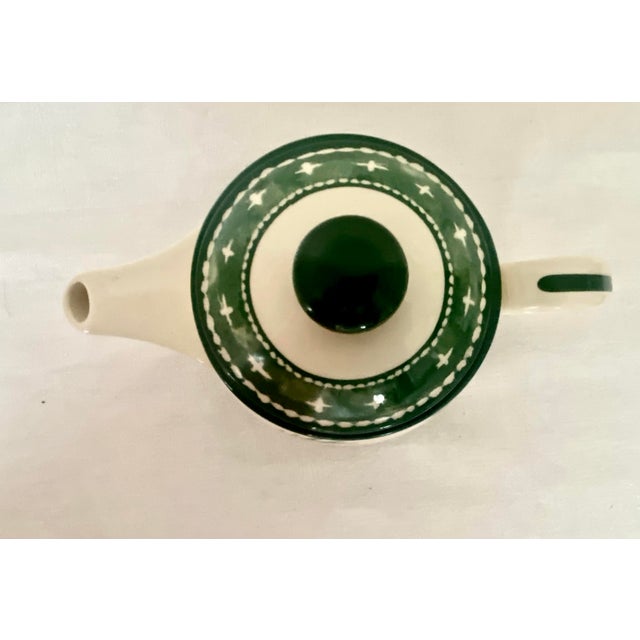 Vintage Dansk Nordic Knits Green Ceramic Teapot With Lid Excellent Condition For Sale - Image 9 of 13