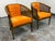 Traditional Saffron Velvet Mid 20th Century Cane Barrel Chairs, Pair For Sale - Image 3 of 12