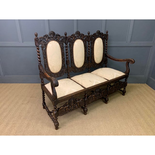 19th Century Carolean Walnut Settee, 1880 For Sale - Image 4 of 14