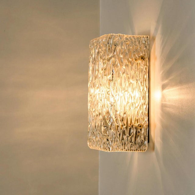 Textured Wave Glass Wall Light attributed to Kaiser Leuchten, 1970s For Sale - Image 15 of 16