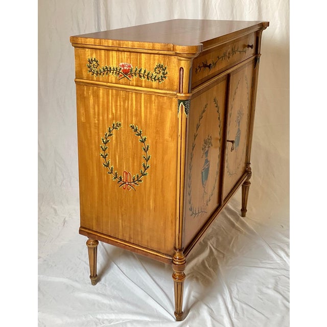Elegant Adam Style Hand Painted Cabinet. For Sale - Image 4 of 9