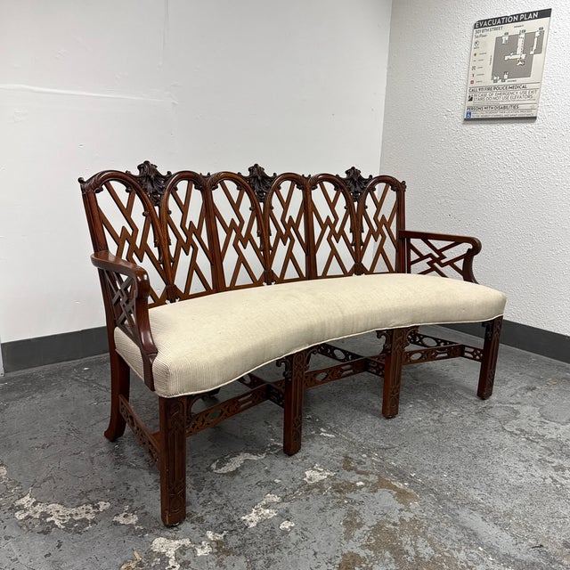 Chippendale Chippendale Bench Settee, Vintage For Sale - Image 3 of 12